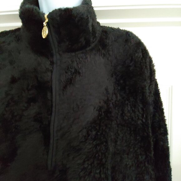 Lilly Pulitzer Skipper Black Sherpa Half Zip Pullover Plush Soft Cozy L - Picture 4 of 14